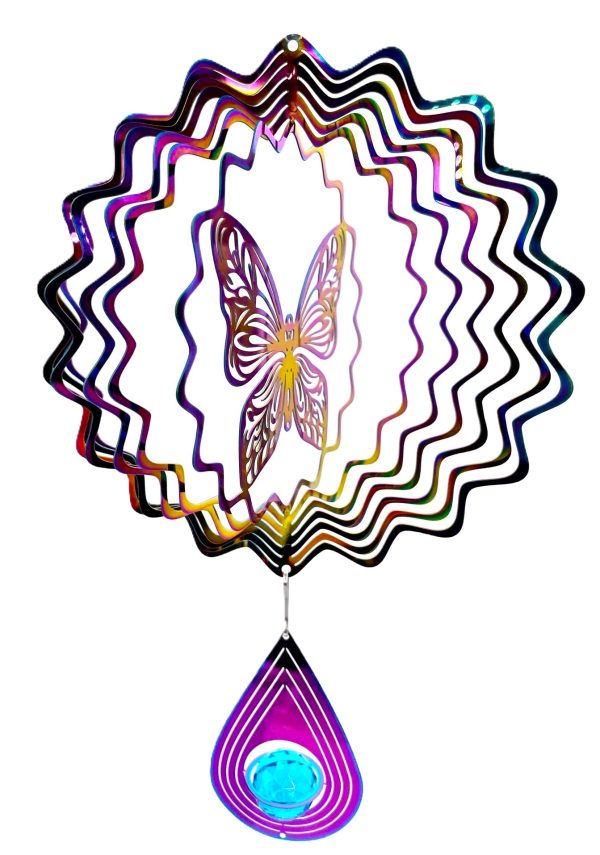 Medium Cosmo Windspinner Schmetterling - Rainbow Drop