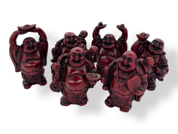 8cm Buddha-Set stehend - Rot (6 Stück)