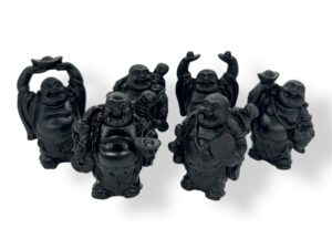 8cm Buddha-Set stehend - Schwarz (6 Stück)