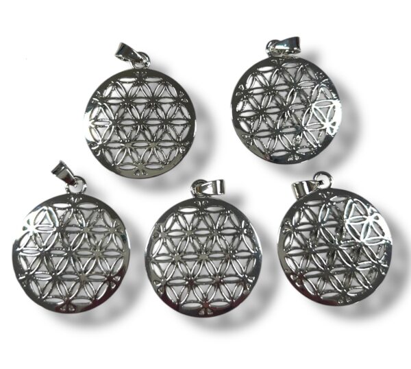 Flower of Life Pendant Set von 5 Silber