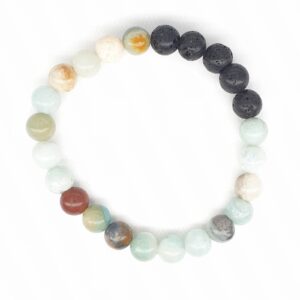 8 mm Armband ohne Geschenkbox – Amazonit und Lavastein