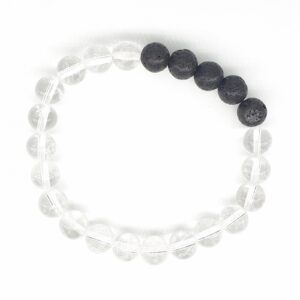 8-mm-Armband ohne Geschenkbox – Bergkristall und Lavastein