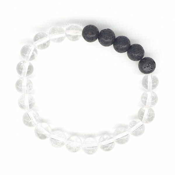 8-mm-Armband ohne Geschenkbox – Bergkristall und Lavastein