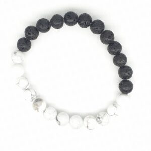 8 mm Yin-Yang-Armband ohne Geschenkbox – Howlith und Lavastein