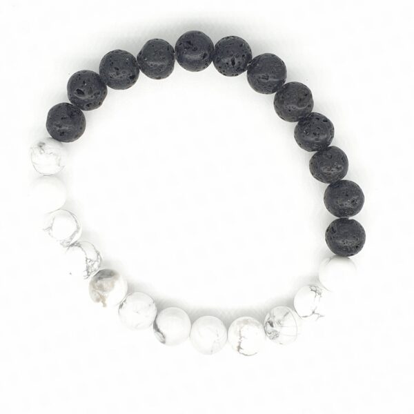 8 mm Yin-Yang-Armband ohne Geschenkbox – Howlith und Lavastein