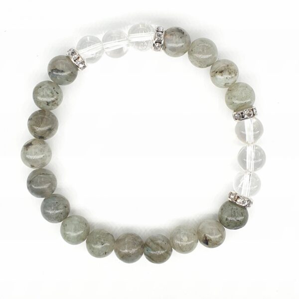 8mm Armband ohne Geschenkbox - Labradorit und Diamant