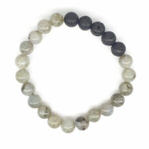 8mm Armband ohne Geschenkbox - Labradorit und Lavastein
