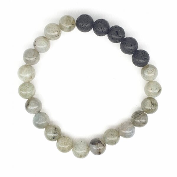 8mm Armband ohne Geschenkbox - Labradorit und Lavastein