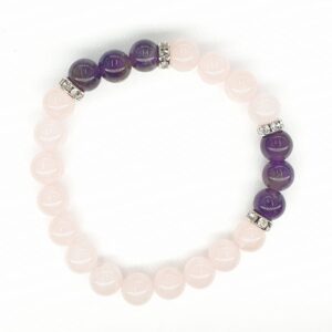 8mm Armband ohne Geschenkbox - Rosenquarz und Diamant