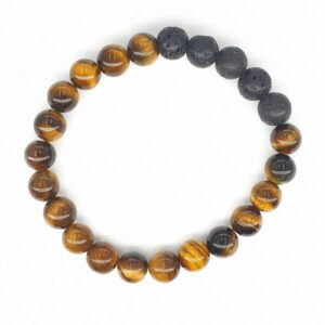 8mm Armband ohne Geschenkbox - Tigerauge und Lavastein