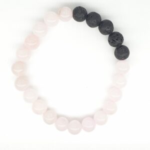 8mm Armband ohne Geschenkboxen - Rosenquarz und Lavastein