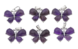 Amethyst Schmetterling-Anhänger aus Edelstein (Set mit 6 Stück)