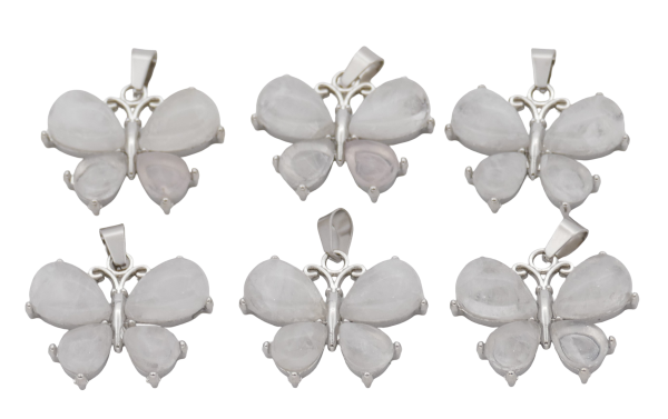 Bergkristall Schmetterling-Anhänger aus Edelstein (Set mit 6 Stück)
