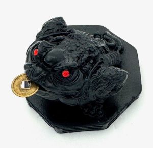 Feng Shui Frosch mit Glücksmünze - Schwarz
