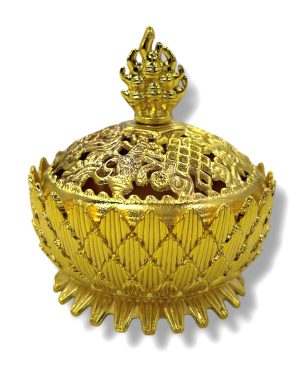 Grohandel - Tibetan Lotus Weihrauch (Korn) Brenner Messing Large Gold
