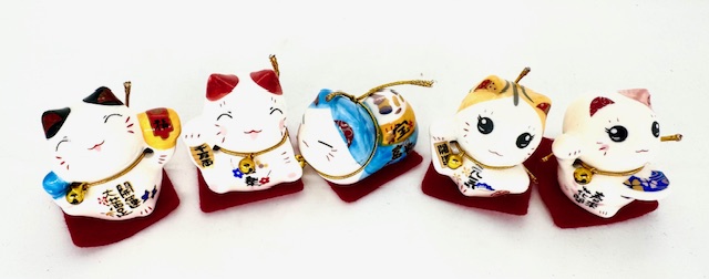 Japanische Glückskatzenfiguren – 5er-Set