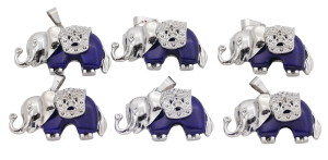 Lapis Lazuli Elefanten-Anhänger aus Edelstein (Set mit 6 Stück)