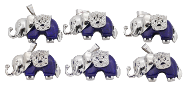 Lapis Lazuli Elefanten-Anhänger aus Edelstein (Set mit 6 Stück)