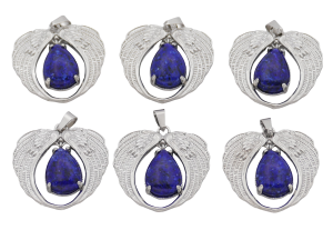 Lapis Lazuli Engelsflügel-Anhänger aus Edelstein (Set mit 6 Stück)