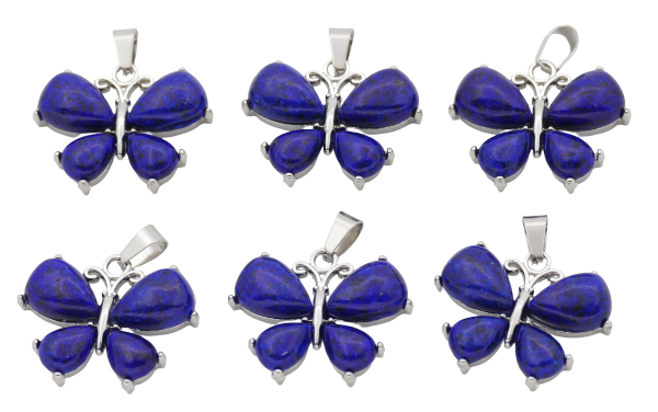 Lapis Lazuli Schmetterling-Anhänger aus Edelstein (Set mit 6 Stück)