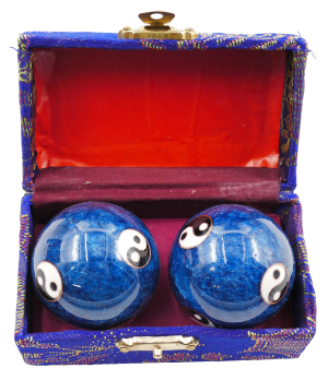 Meridiankugeln Blau mit 6 Yin Yang - 3.5 cm
