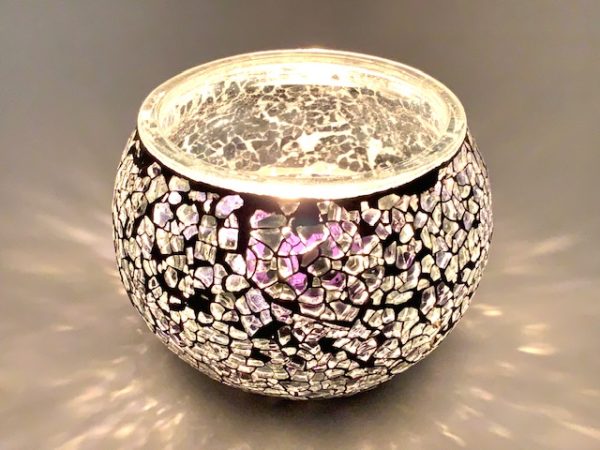 Mosaikglas-Teelichthalter - Schwarz