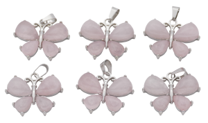 Rosenquarz Schmetterling-Anhänger aus Edelstein (Set mit 6 Stück)