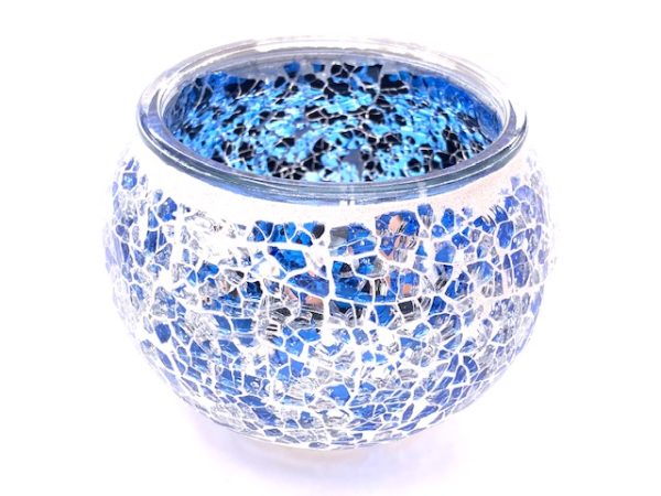 Teelichthalter aus Mosaikglas – Aurora Glow