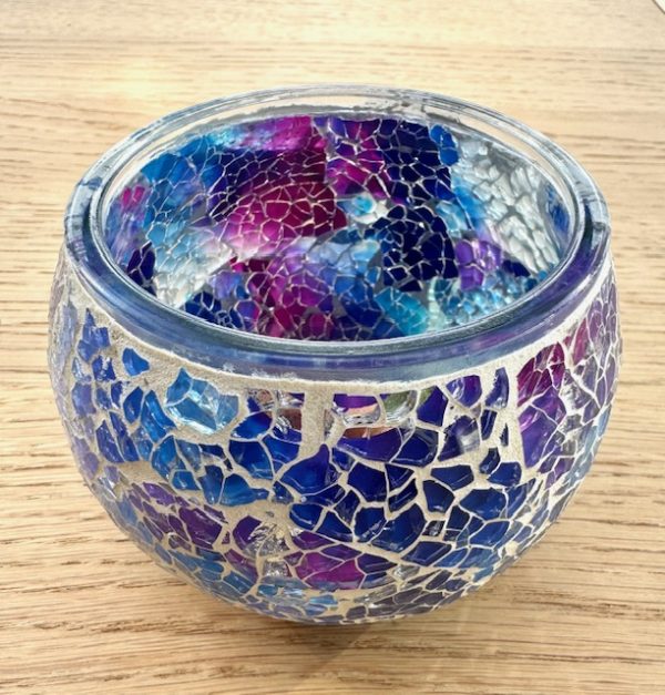 Teelichthalter aus Mosaikglas – Aurora Glow