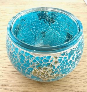 Teelichthalter aus Mosaikglas – Ozean Gold