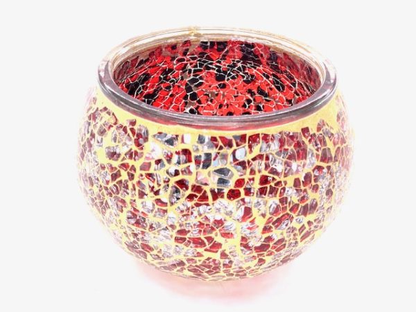 Teelichthalter aus Mosaikglas – Wein Rot