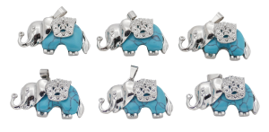 Türkis Elefanten-Anhänger aus Edelstein (Set mit 6 Stück)