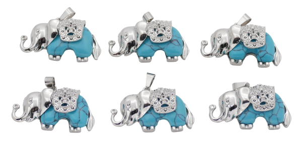 Türkis Elefanten-Anhänger aus Edelstein (Set mit 6 Stück)