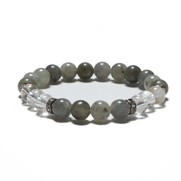 8mm Armband ohne Geschenkbox - Labradorit und Diamant