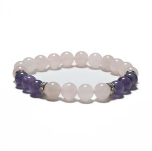 8mm Armband ohne Geschenkbox - Rosenquarz und Diamant