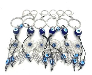 Blauer Evil Eye Schlüsselanhänger Traumfänger 6er Set