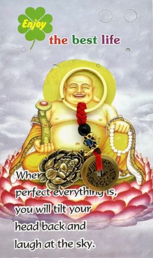 Glücksmünzen Buddha auf Lotus Schlüsselanhänger (Gold)