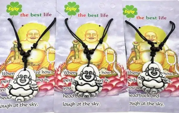 Grohandel - Weie lachende Buddha-Halskette