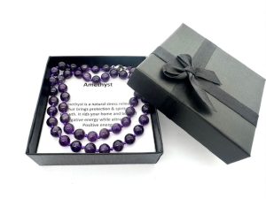 Großhandel – 8 mm Amethyst-Perlenkette (mit box)