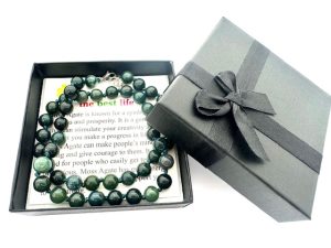 Großhandel – 8 mm Moosachat-Perlenkette (mit box)