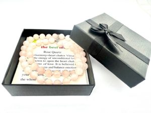Großhandel – 8 mm Rosenquarz-Perlenkette (mit box)