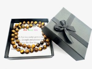 Großhandel – 8 mm Tigerauge-Perlenkette (mit box)