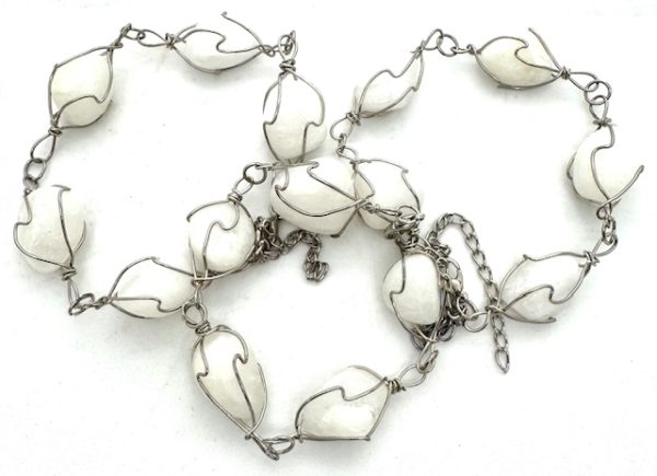 Großhandel Poliertes Edelstein-Armband Drahtgewickelt – Milky Quartz
