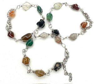 Großhandel Poliertes Edelstein-Armband Drahtgewickelt – Mixed Chakra (Klein)