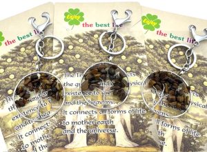 Lebensbaum-Schlüsselanhänger mit Tigerauge-Edelsteinen