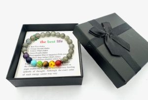 8 mm 7-Chakra-Armband mit Geschenkbox – Labradorit