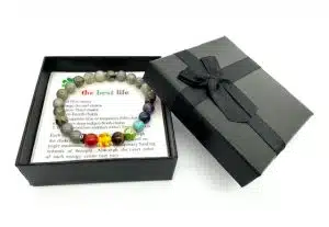8 mm 7-Chakra-Armband mit Geschenkbox – Labradorit
