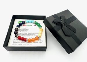 8 mm 7-Chakra-Armband mit Geschenkbox – Mixed with Diamonds