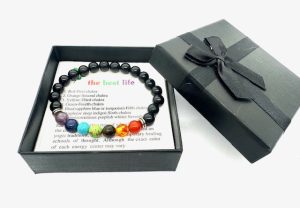8 mm 7-Chakra-Armband mit Geschenkbox – Onyx