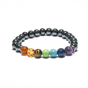 8 mm 7-Chakra-Armband ohne Box – Hematit